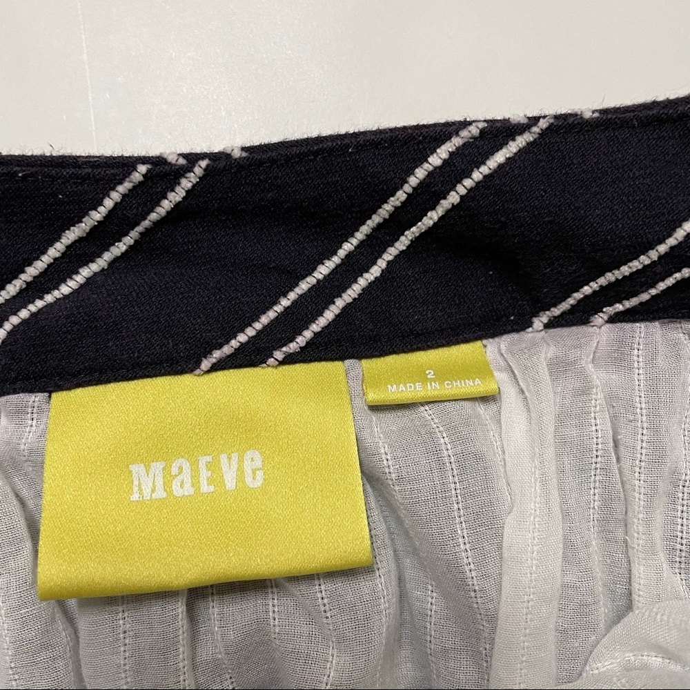 Maeve Navy Blue White Casual Pleated Skirt Pockets Lined Business Casual Size 2 - Picture 4 of 9